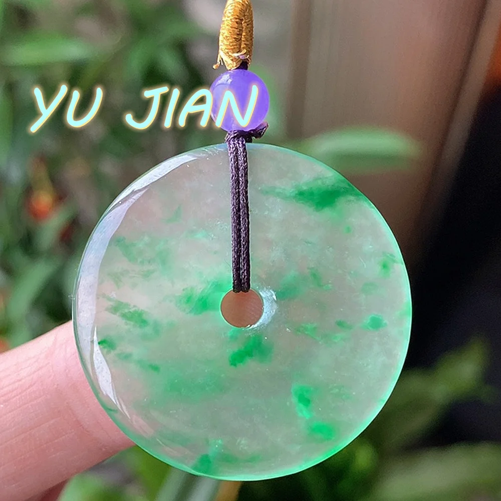 Emerald Ice Green Flower Lucky Pendant Moist Transparent Exquisite Perfect Crackless Necklace Chain Jewelry