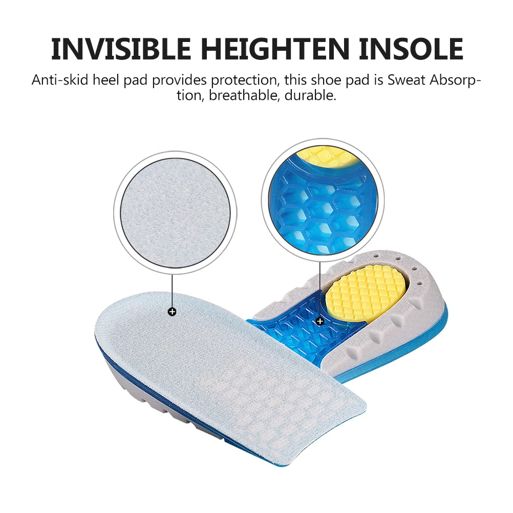 

Height Increasing Insoles Breathable Sweat Absorption Anti Skid Heel Lifts Lightweight Comfortable Shoe Pads Inner Soles Foot
