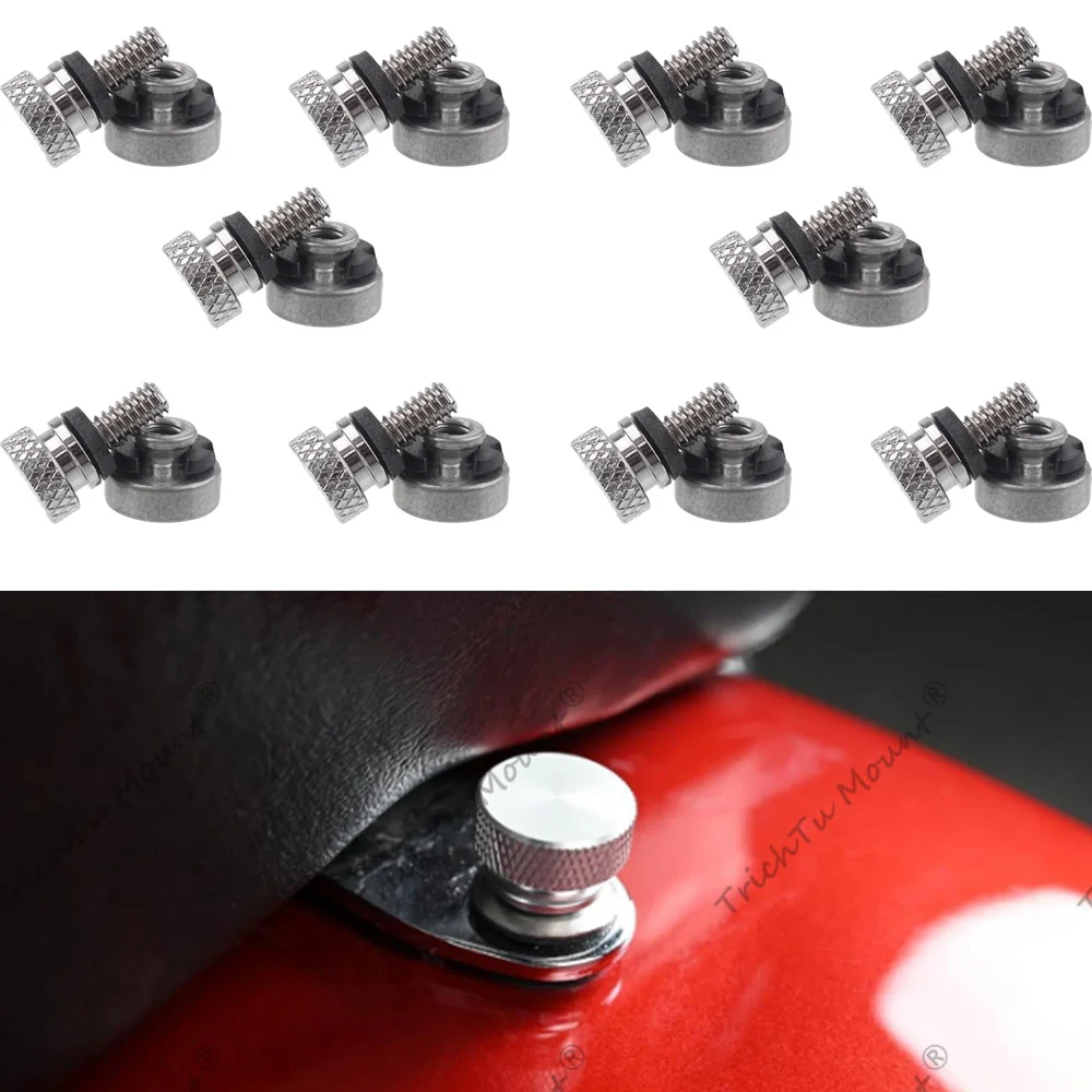 10Pcs Rear Fender Knurled Cut Bolt Nut Kit Durable For Harley All Models 1996-2019 Billet Aluminum Alloy Chrome Bolt Silver Nut