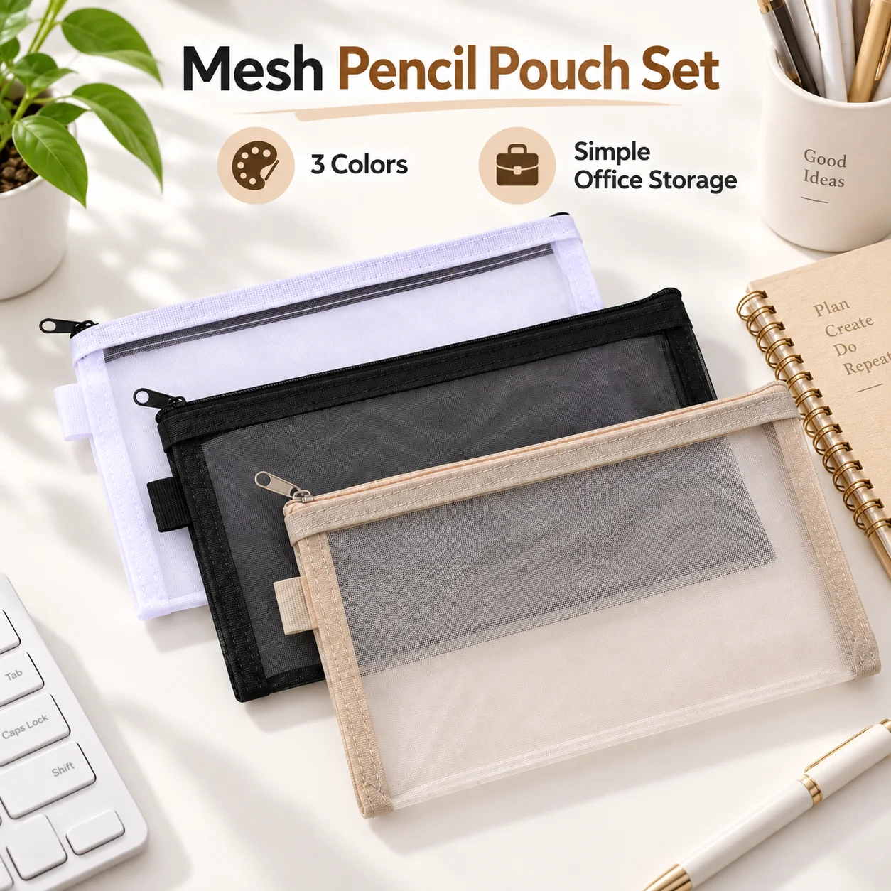 1pc Large Capacity Clear Mesh  - Clear Mesh Pencil Pouch For Exam recension och pris
