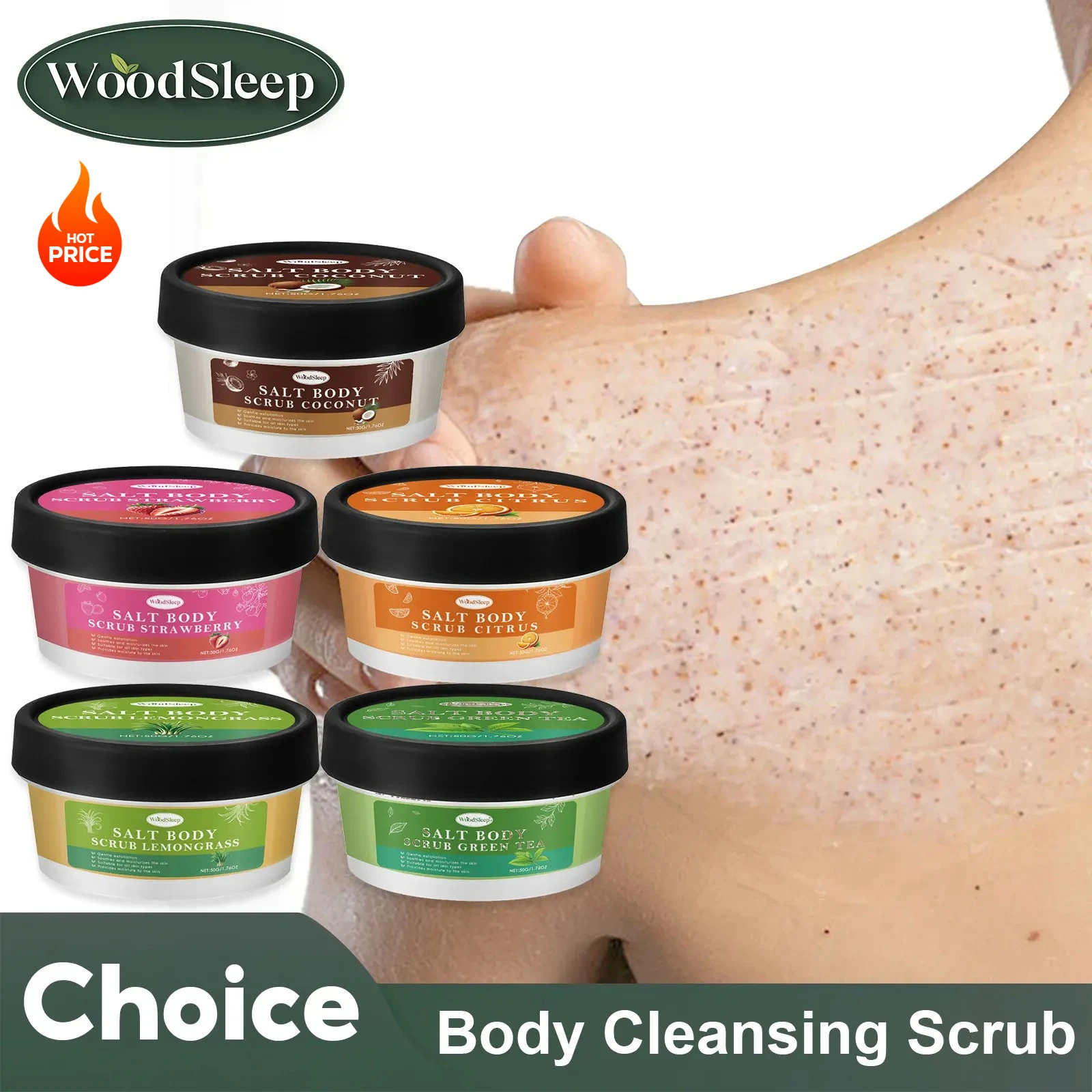 

Exfoliating Body Scrub Green Tea Coconut Strawberry Deep Cleaning Moisturizing Improve Chicken Skin Dull Brightening Skin Cream