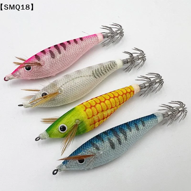 1Pcs 10cm Luminous Round Bellied Shrimp Bait Cloth Roll Horizontal Shrimp Wood Shrimp Squid Hook Road False Bait Fish Bait【SMQ】