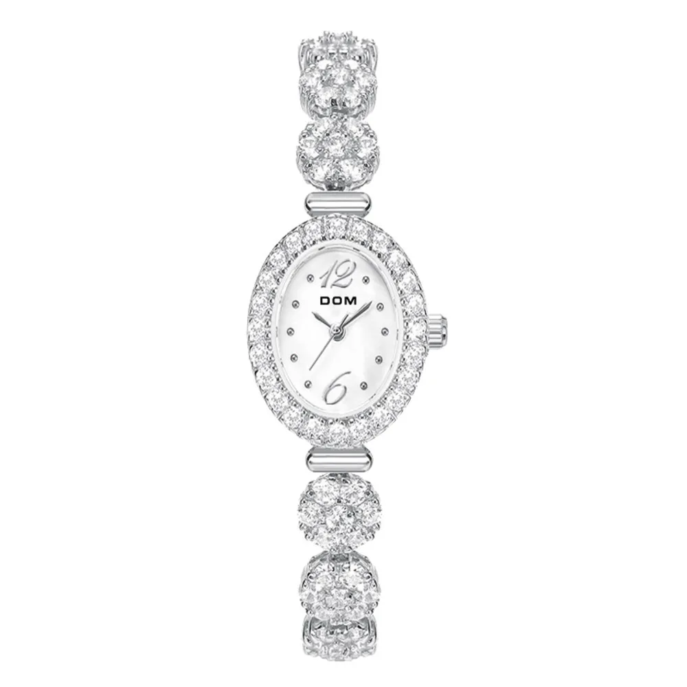 DOM-reloj de cuarzo para mujer, elegante reloj de pulsera Vintage blanco, regalo de cumpleaños, 1543