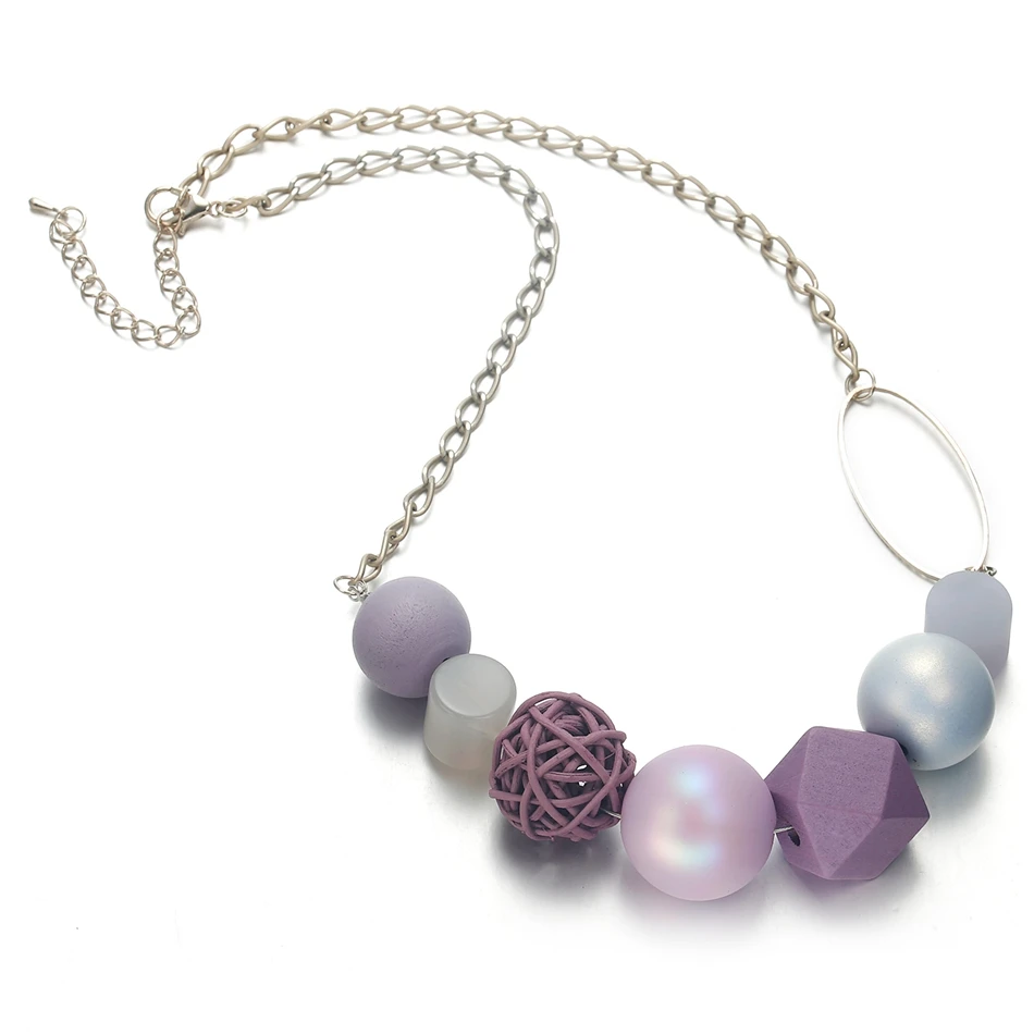 여성용 아크릴 비즈 목걸이, 기하학적 목재 목걸이, 펜던트 스테이트먼트 칼라, 여성용 패션 쥬얼리, 선물용 MX064