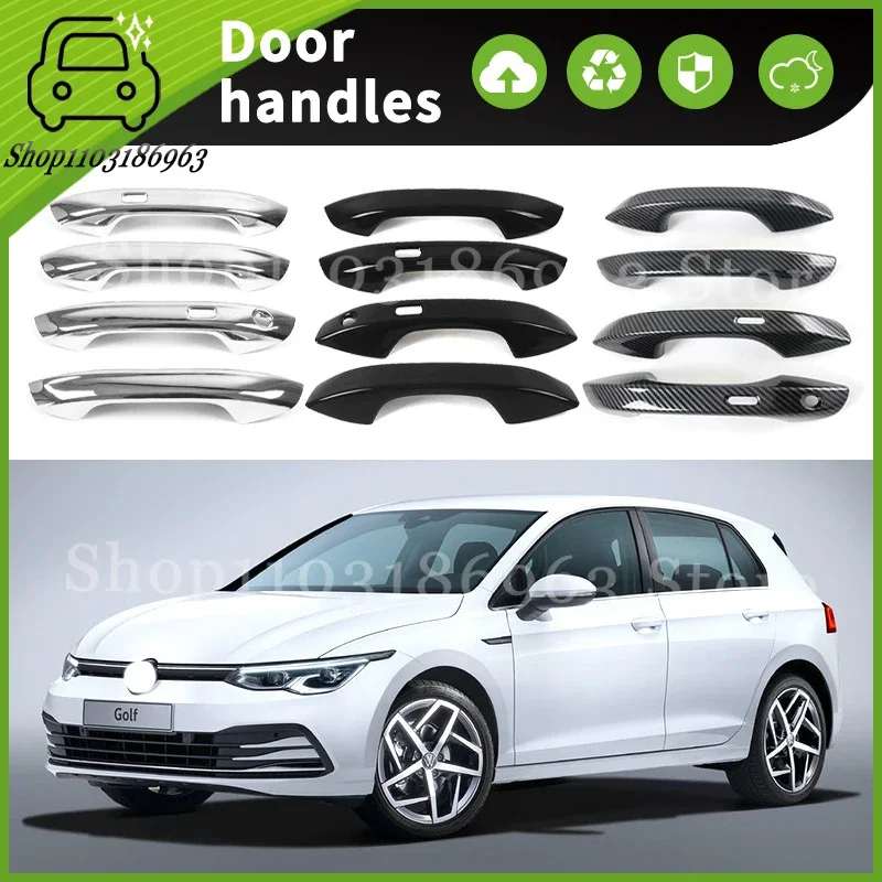 

For Volkswagen Golf8 MK8 2020-2022 Black Chrome Car Door Handle Cover Trim Styling Accessories Car Stickers Auto Accessories