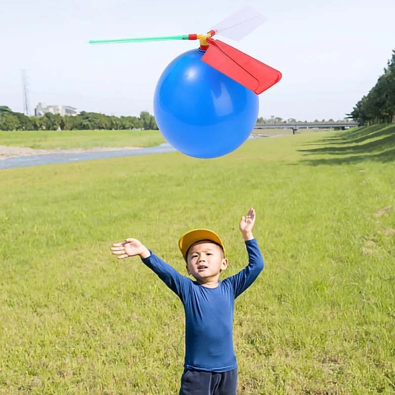 5 pçs hélice balão helicóptero brinquedos das crianças diy balão com apito ao ar livre voando balão festa de aniversário decoração presente