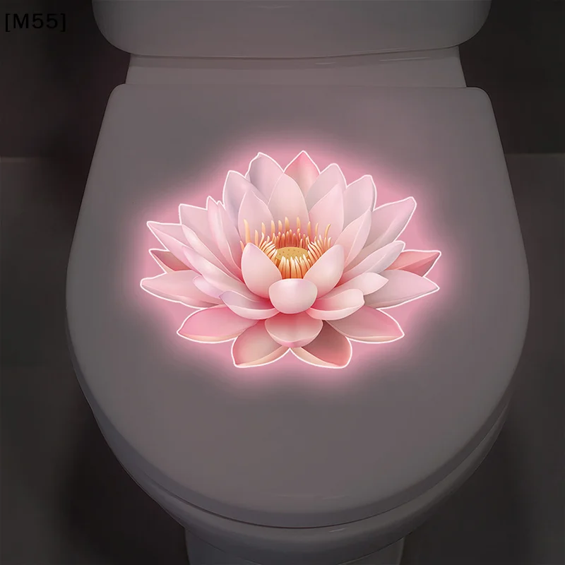 Leuchtender Lotus-Toilettensitz-Aufkleber für das Badezimmer, selbstklebender PVC-Wandaufkleber, wasserdicht, Heimdekoration [M55][M55]