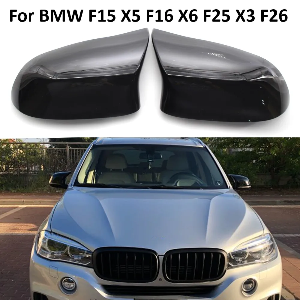 

2PCS Car Side Door Rearview Side Mirror Cover Cap For BMW F15 X5 F16 X6 F25 X3 F26 X4 Parts styling Carbon Fiber Gloss Black