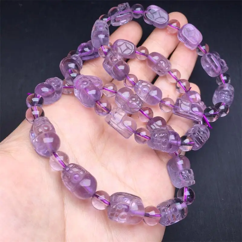 

13MM Natural Amethyst Pixiu Bead Bracelet Women Healing Gemstone Crystal Strand Bangles Lovers Jewelry Gift 1PCS