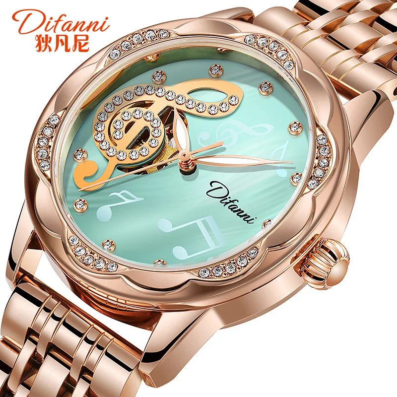 Women Automatic Watch Diamond Mechanical Sport Wristwatch Elegant Female Waterproof Full Steel Bracelet Business Luminous Clock