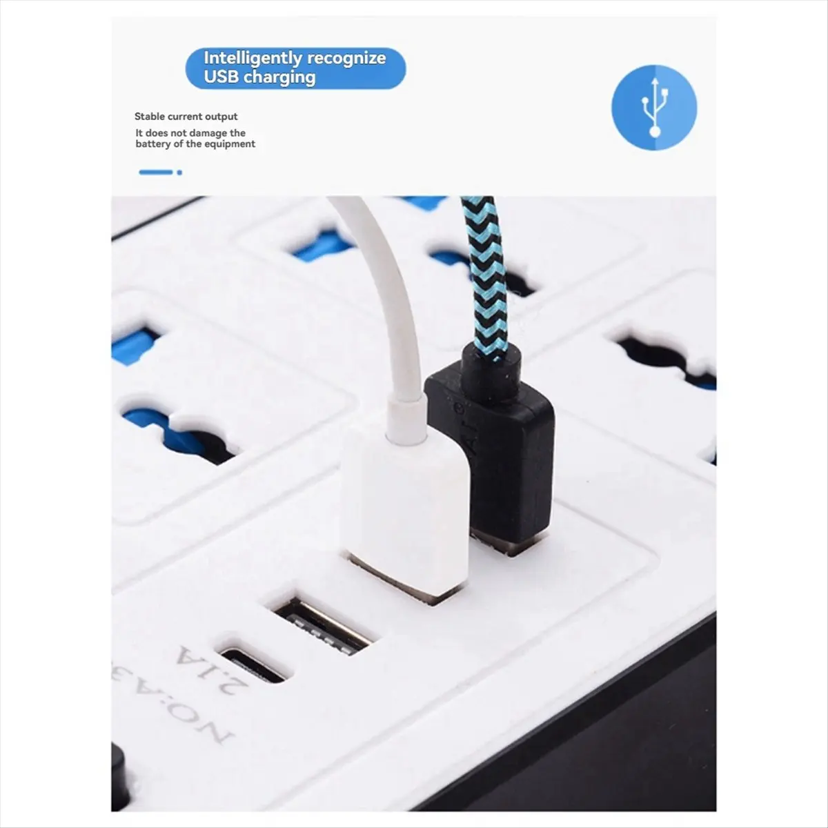 Compatible Universal Power Strip 1.8m Extension Cord with USB-C & USB Ports Multi-Outlet Electrical Socket US Plug White