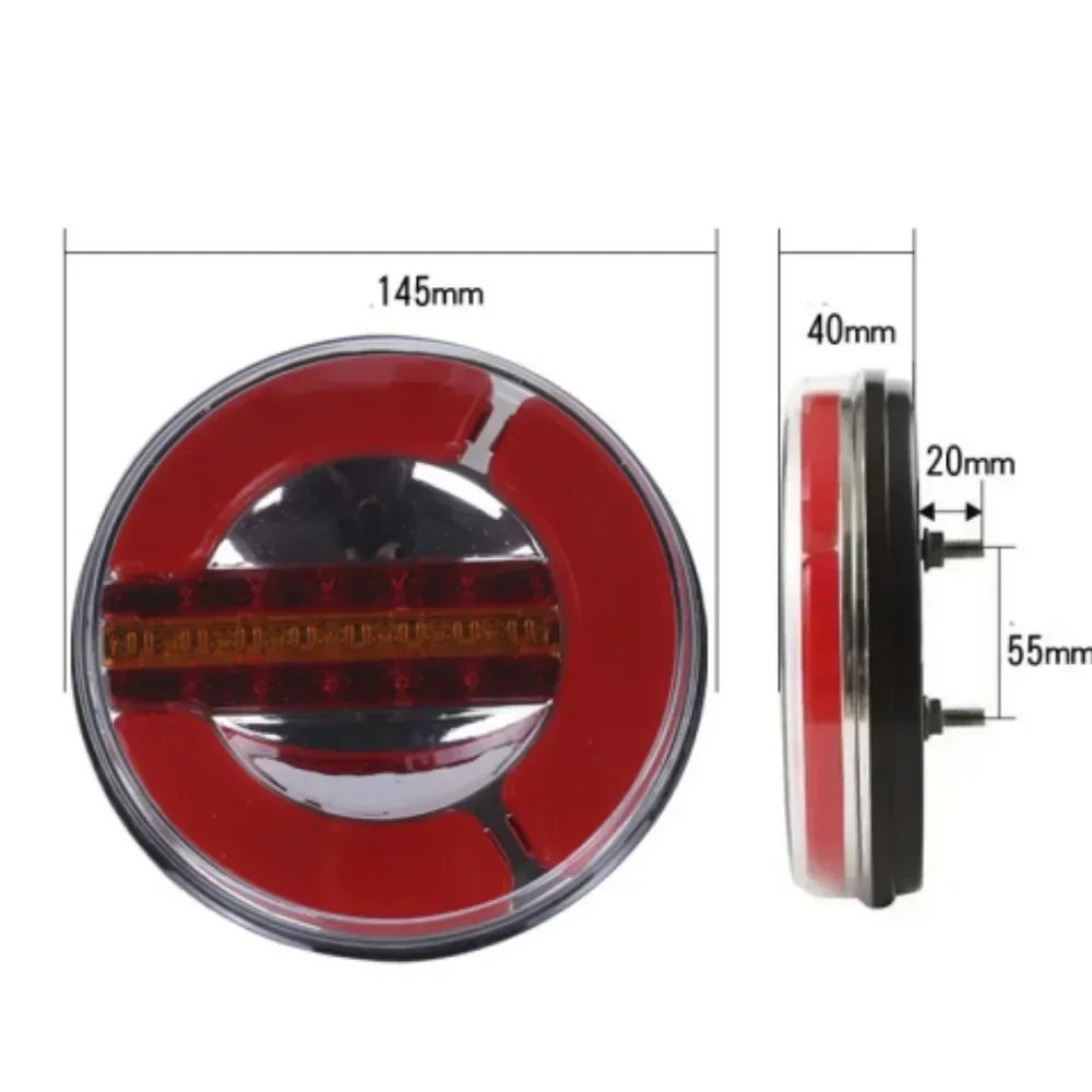 1/2/4pcs 12V 24V Round Dynamic LED Truck Trailer Tail Light DRL Flow Running Trun Signal Rear Brake Stop Lamp Caravan Tractor