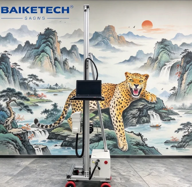 Commercial TH 3D 5D Mural Printer CMYK‑W 5‑Color UV Inkjet Printer 3×6m Working Area Nozzle Self‑Check Color Calibration