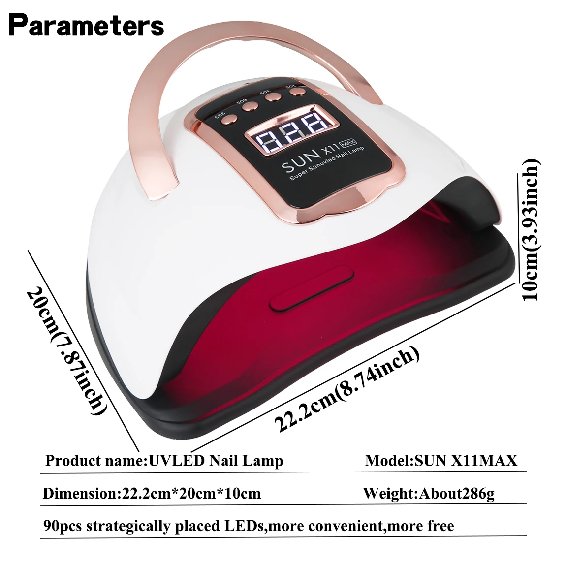 ترقية حديثا الأشعة فوق البنفسجية/LED الضوء الأحمر مسمار مصباح 90 حبيبات مصباح مستديرة متفاوتة الأحجام المهنية مسمار مجفف مع شاشة عرض 4 مرات سريع هلام علاج الأظافر