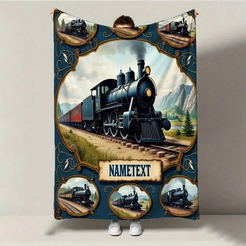 قطعة واحدة من بطانية الفانيلا ذات القطار البخاري العتيق - قاطرة كلاسيكية، هدية عيد الميلاد/عيد الشكر لجميع المواسم #1