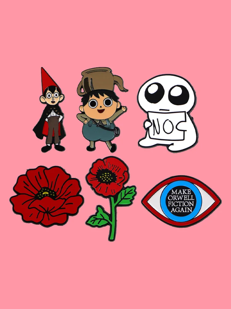 Broche de figurines de dessin animé amusantes en émail, fleur de coquelicot, broches en métal, Badge sur sac à dos, accessoires pour vêtements, bijoux à la mode, cadeaux