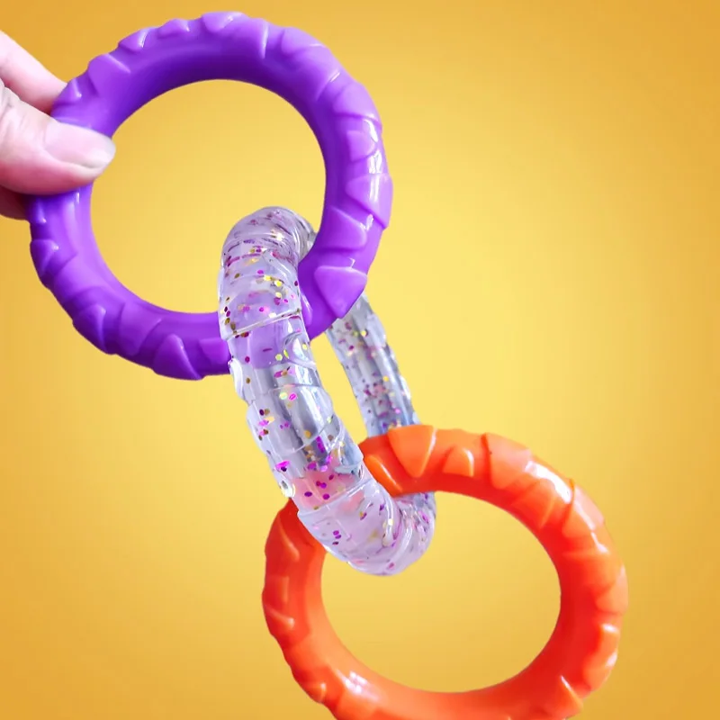 1 قطعة لعبة مضغة الكلب حلقة 3 حلقات ألعاب تفاعلية لدغة مقاومة طحن الأسنان تنظيف ألعاب الحيوانات الأليفة #5