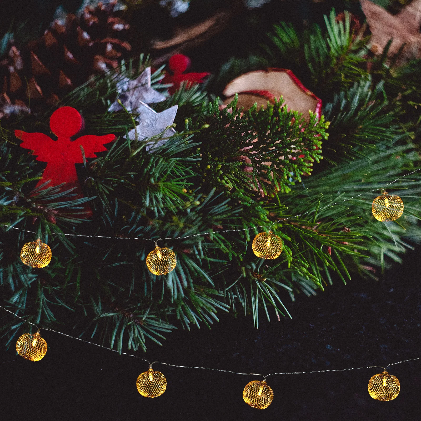 1 قطعة الحديد الحرفية فانوس سلسلة ضوء الإبداعية مهرجان الديكور تأثير الإضاءة الدافئة زينة عيد الميلاد رائعة #3