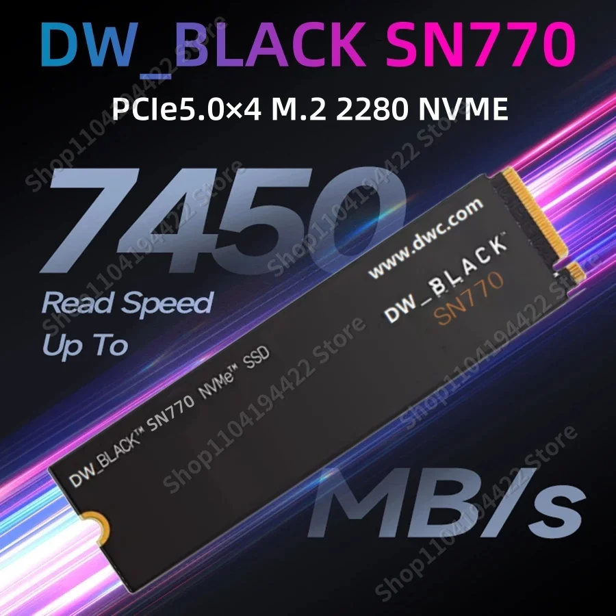

Western original SN770 8TB 1TB 2TB SSD NVMe Gen4 PCIe M.2 2280 PCIe 4.0X4 Drive Internal Solid State Disk for PS5 Desktop Laptop