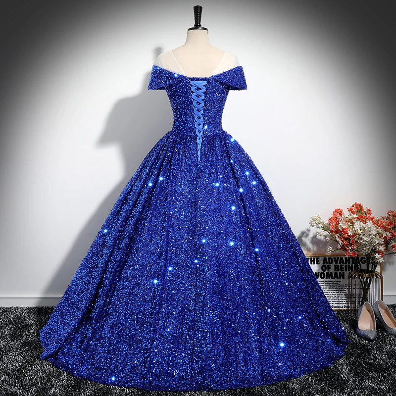 Ball Gown Dress Women Long Dresses Sexy Vestidos Y2k Streetwear V Neck Elegant Splice Party Night Work Off Shoulder Sequins view 3