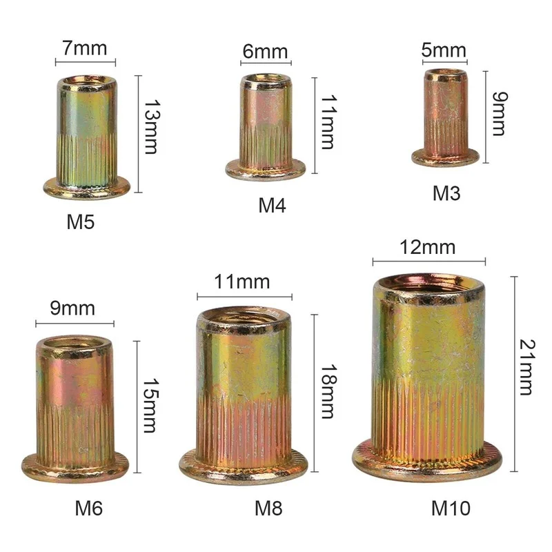 220pcs Rivet Nut M3-M10 Mixed Rivet Nut Tool Kits Zinc Steel Riv-nut Insert Threaded Nutsert Set