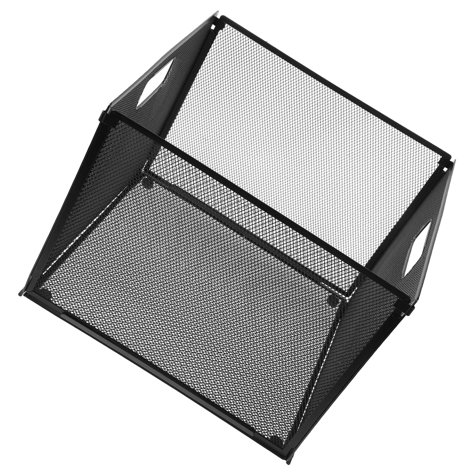 

Sturdy Metal File Holder Foldable Mesh Organizer Desktop Storage Rack Multifunctional Office File Storage Holder for Books Files