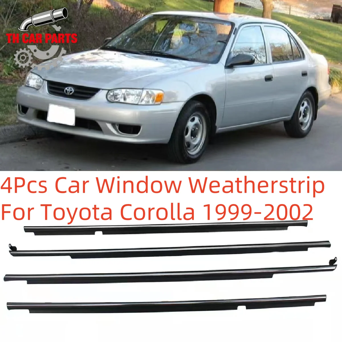

4Pcs Car Window Weatherstrip For Toyota Corolla 1999-2002 Car Weatherstrip Window Moulding Trim