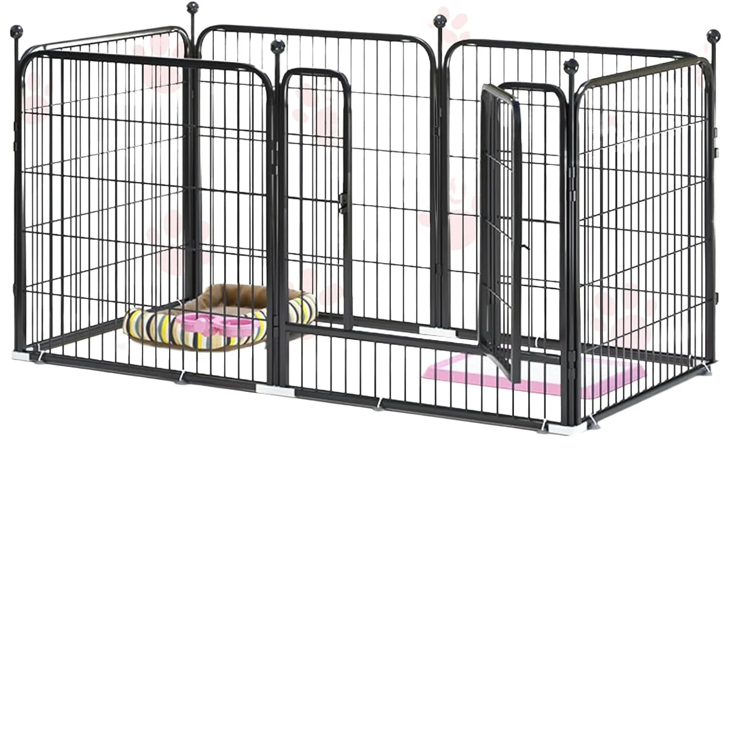 

Dog Playpen, 6 Panels Indoor Doggy Fence Exercise Pen Portable Puppy Kennel Heavy Duty Metal Enclosure Outdoor Corral Crate Cage