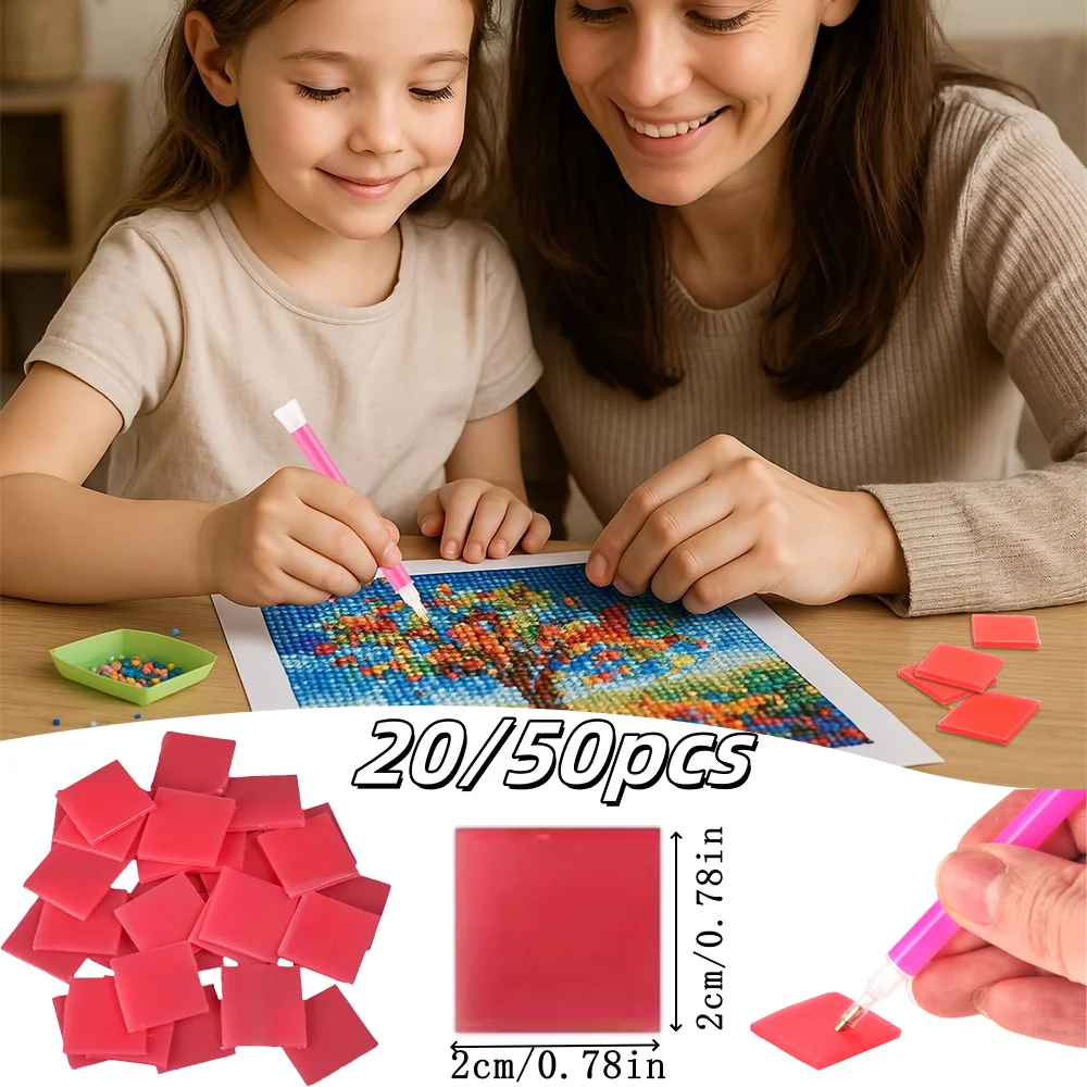 20/50pcs 2x2cm diamant peinture accessoires colle argile cire boue Simple artisanat diamant point de croix peinture accessoires outils
