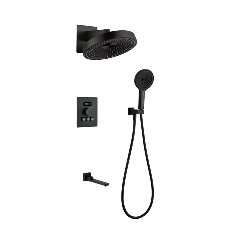gunmetal or brushed gold 3 way digital Thermostatic Faucet Hot And cold Shower Faucet in Wall Mount Bathroom Tap Shower Set