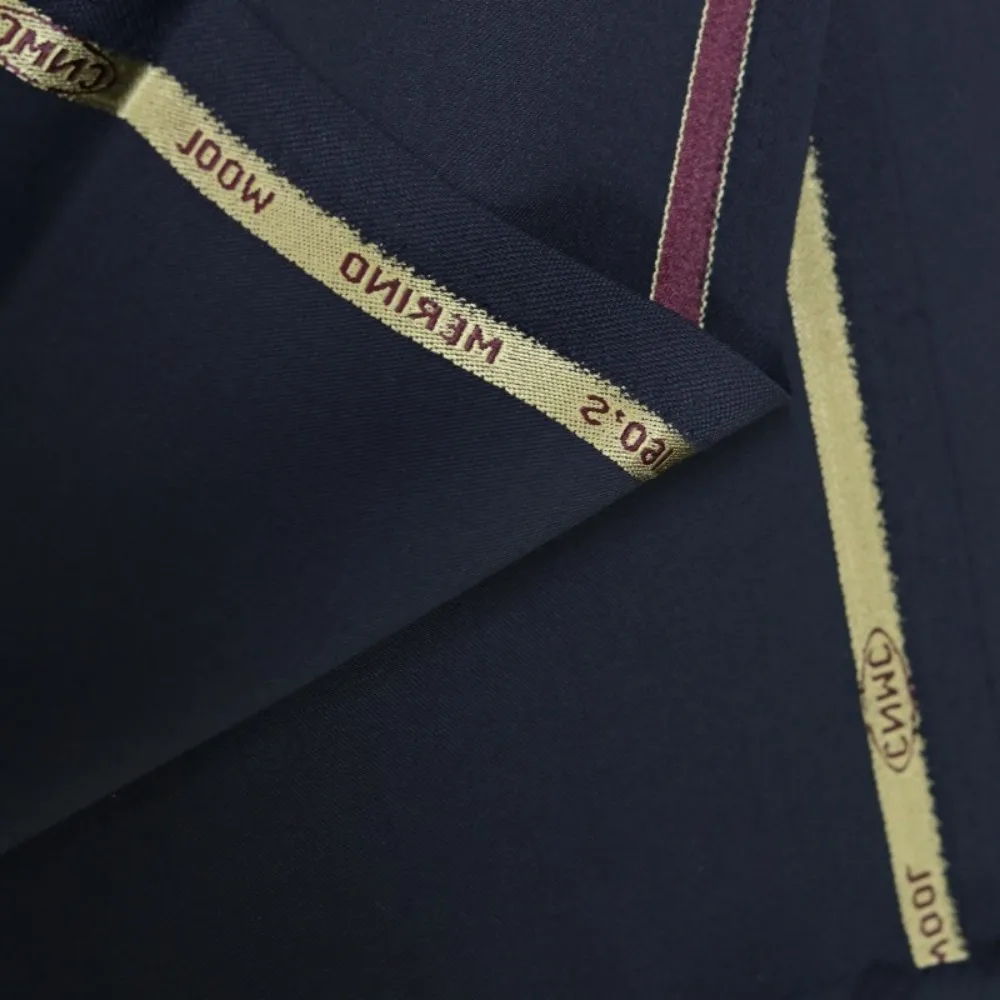 Anti-Static Wool Herringbone Twill Dark Navy Wrinkle Proof Fabric Cloth Fabrics For Sewing Formal Business Suit Cloth