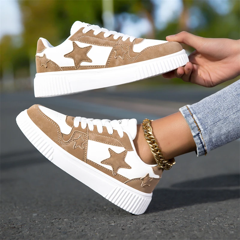 Unisex Stars Casual Sneakers Comfy Leather Sneakers Men Women Non-slip Men's Skateboard Shoes Lightweight Women's Sports Shoes