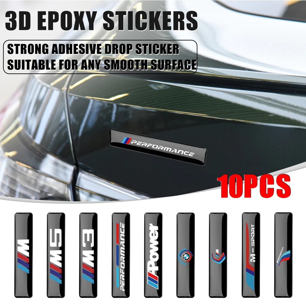 10Pcs Car Body Exterior Decorative Decals Interior Modification Stickers For BMW M Performance Power E46 E90 E60 M3 M5 Serie 1