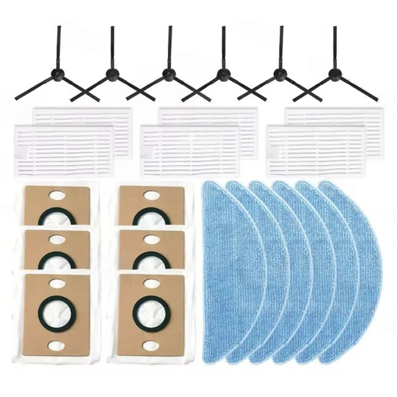 A05G-24PCS ل Ilife G9 / G9 Pro / V9 / V9 Pro / A12 Pro قطع غيار فراغ الجانب فرشاة كيس لجميع الغبار تصفية ممسحة القماش