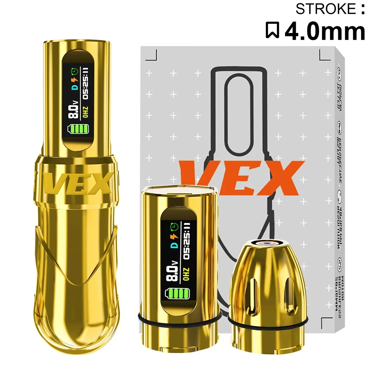 Professional VEX Wireless Tattoo Machine Tattoo Pen Gun Two Wireless Battery 4.0mm Stroke Powerful Brushless Motor