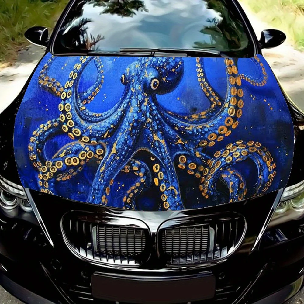 Gilded - Octopus Car Hood Sticker PVC Self Waterproof Stick, Striking Auto Exterior Accessories Decor Protect Gift for Car Lover