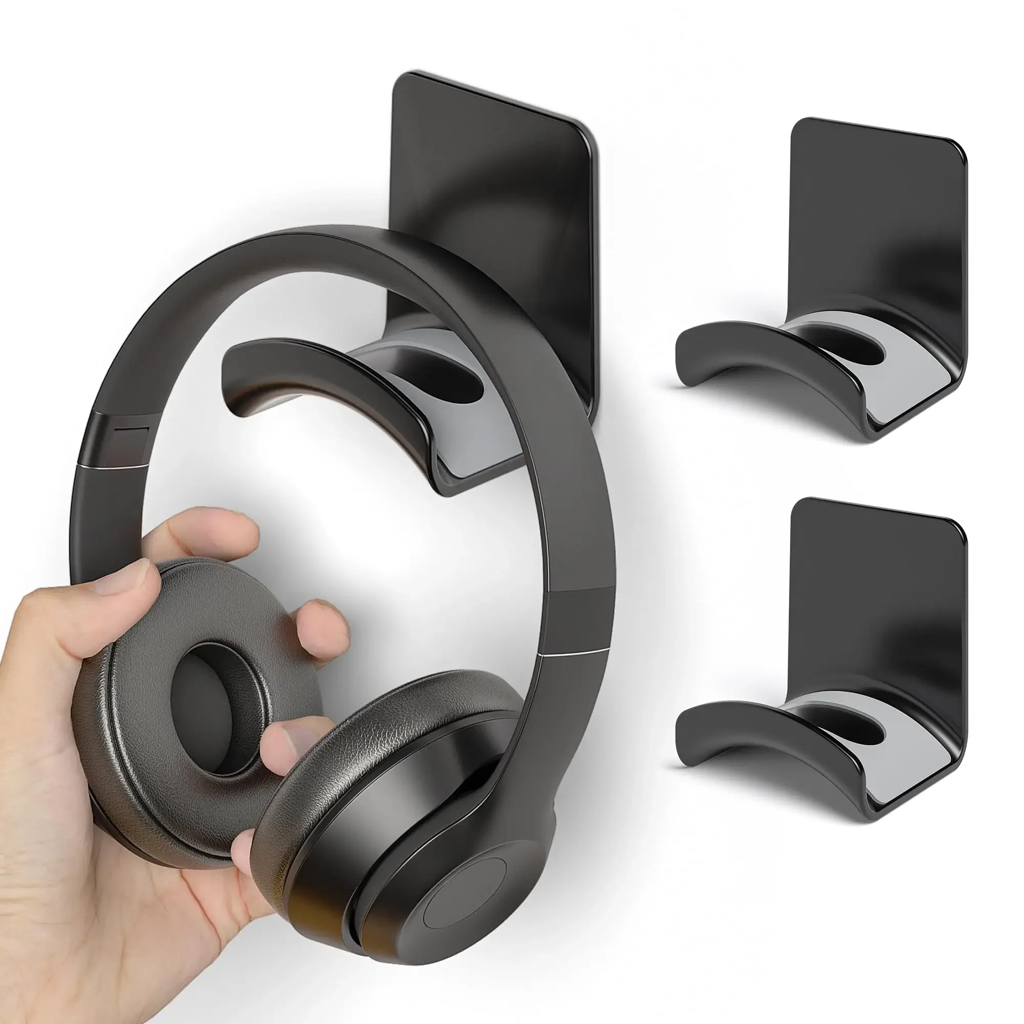 Universeller, bohrfreier, selbstklebender Kunststoff-Kopfhörerhalter für Gaming-Headsets, Wand- und Schreibtischmontage-Organizer zur Aufbewahrung von Headsets. – Detail 4