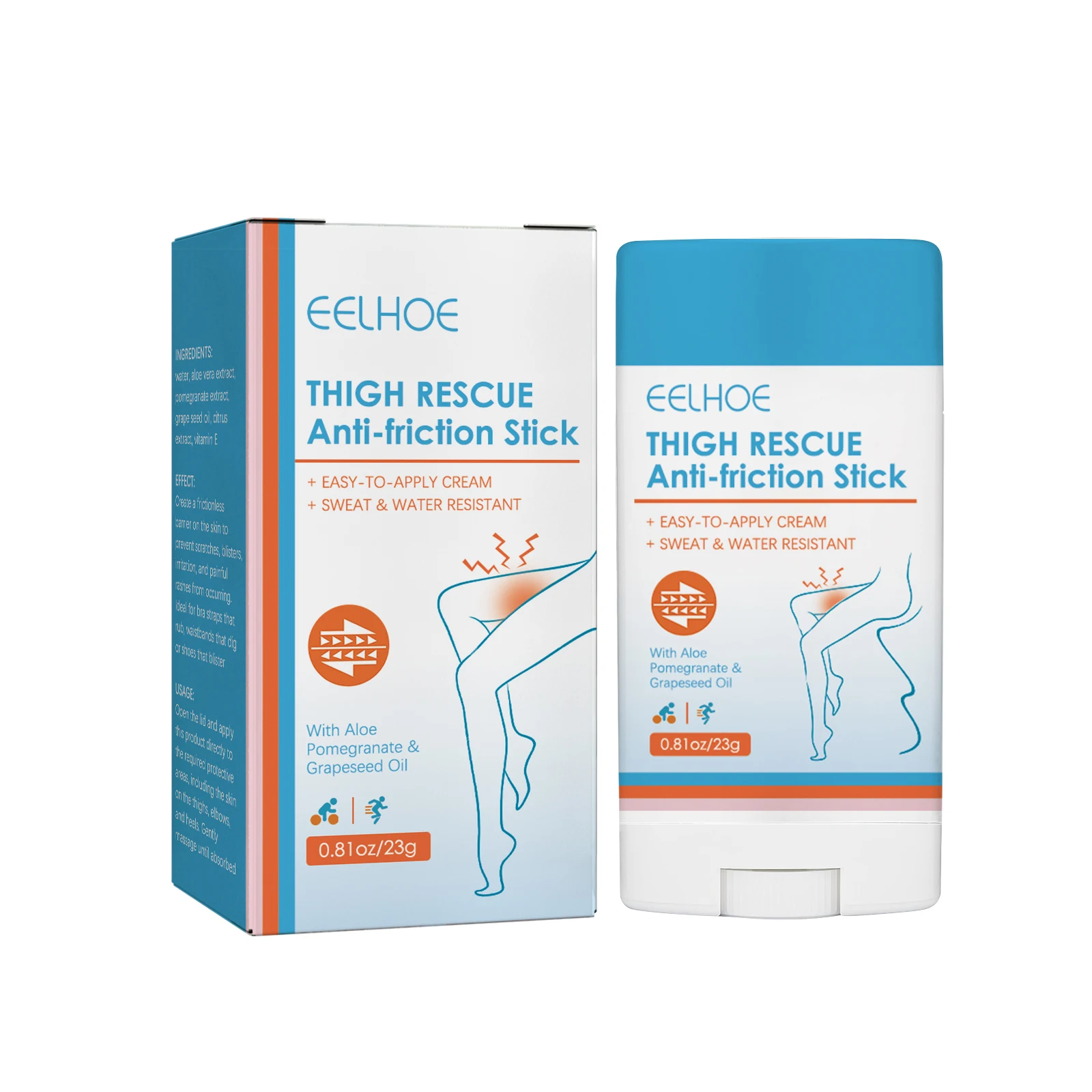 

Eelhoe Thigh AntiFriction Stick Waterproof AntiSweat Easy To Apply Cream Leg Heel Lower Arm Skin Protection 1pcs