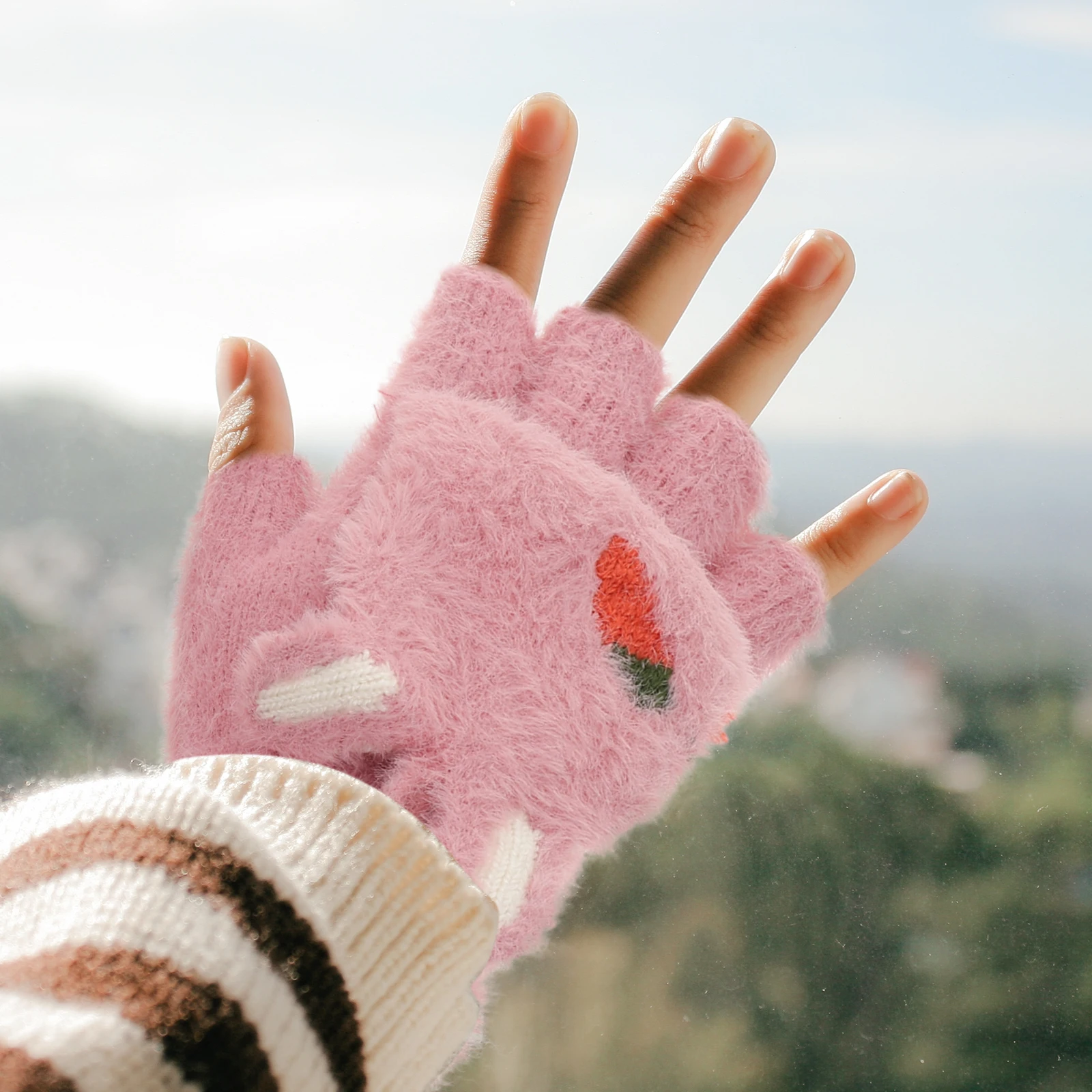 

Winter Gloves Cute Men Soft Cartoon Hand Warm Imitation for Cold Weather Hands Baby