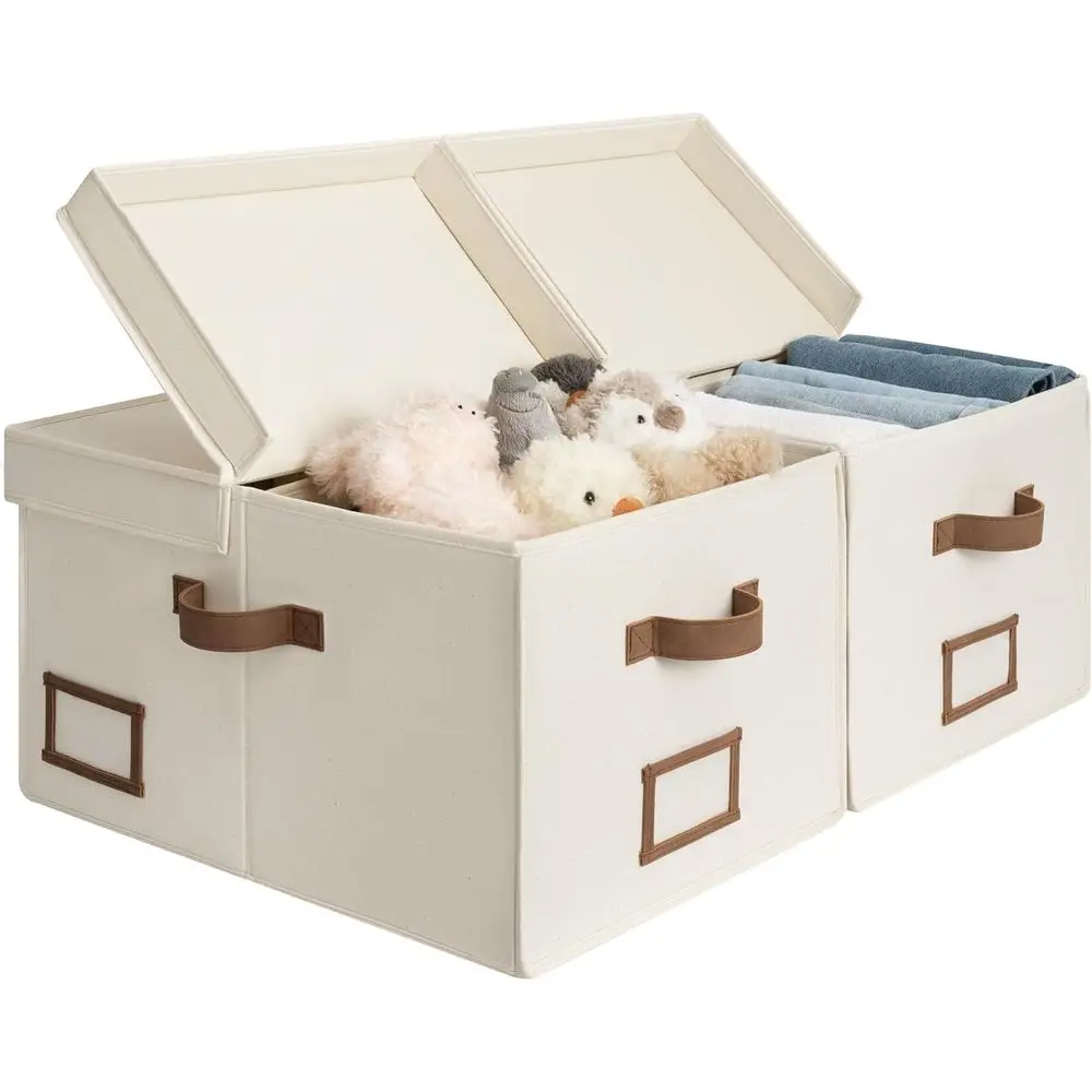 

Большие тканевые корзины для хранения одежды с разделительными перегородками, органайзеры для шкафа для белья с крышкой, цвет слоновой кости