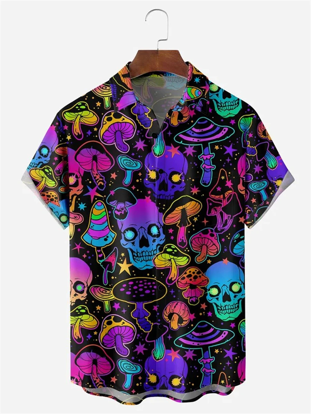 Fashion Skull Floral Men's Shirts Funny Skull 3D Print Streetwear Short Sleeve Tees Hawaiian Shirt Print Lapel Shirts for Men