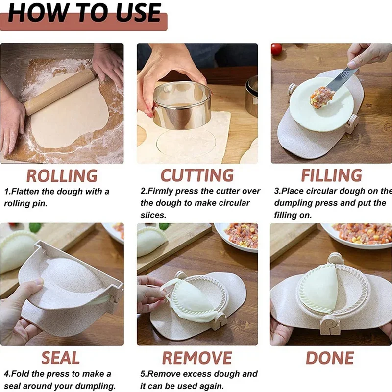 Dumpling Maker Empanadas Press Mold Maker Set Molds Empanada with Dough Cutter and Stuffing Spoon