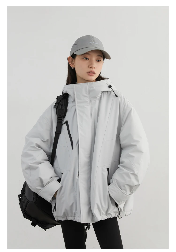 CHIC VEN Women Down Jacket Loose Outdoor Stand Up Collar Hooded 90 White Duck Down Lady Sport Coat Winter 2024 Female Clothing