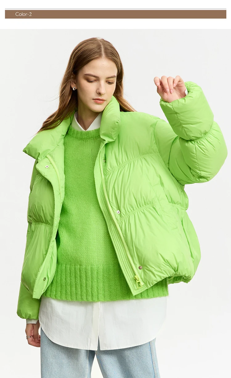 AMII Minimalist Women's Winter Down Jacket Zipper Button Warm Short Overcoats 2025 Winter New Female Solid Down Jacket 12344053