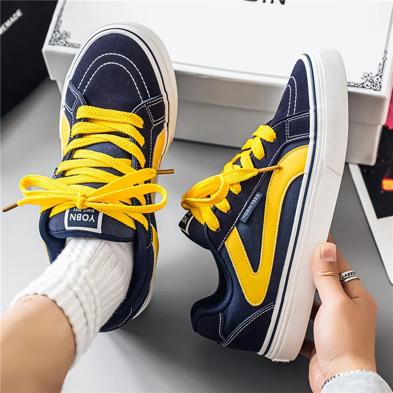 Sapato de lona preta clássico masculino, sapato vulcanizado, tênis de skate respirável, espadrille com cordões, moda quente