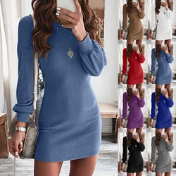 Casual Sexy Club Knitted Backless Dresses Bodycon Pullover Sweater Dress Solid Color Sweater Mini Woman Dresses Robe Femme 2024