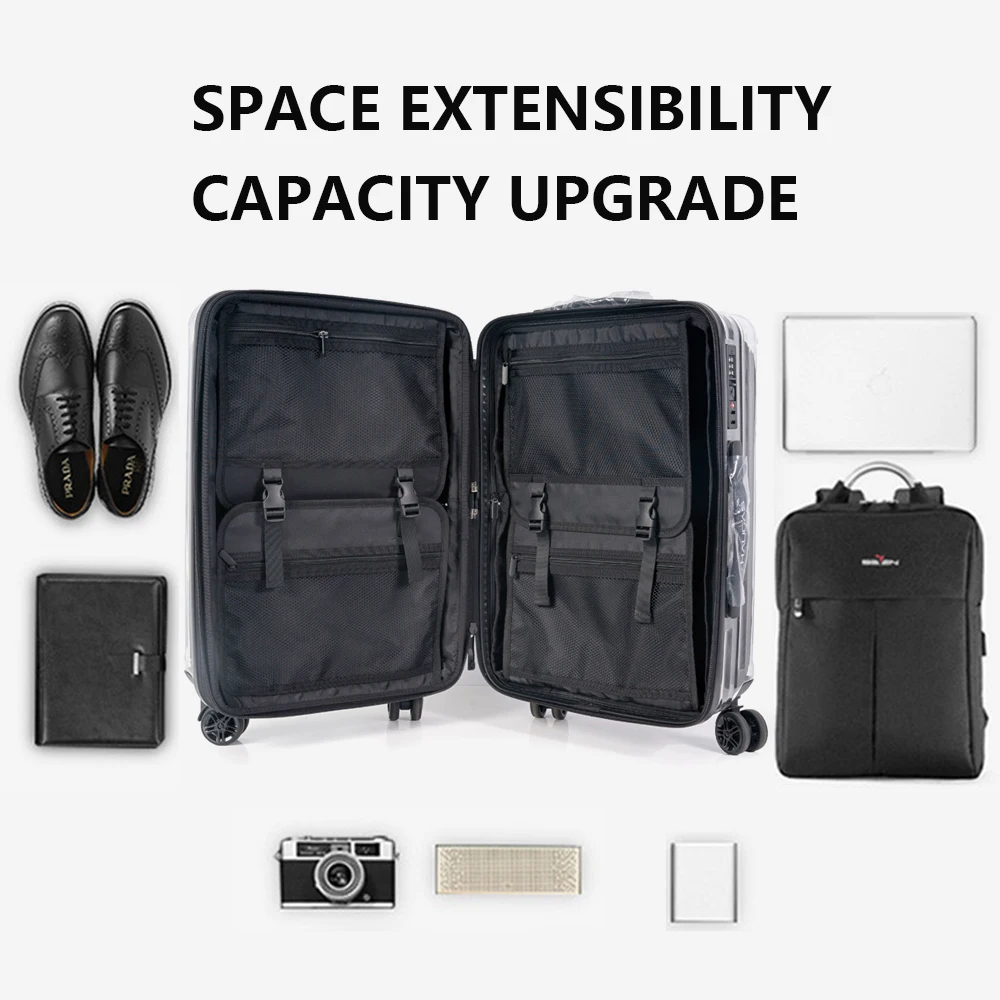 HONGYUE 20 Inch NewDesigns Stylish Personality Transparent Suitcase TSA Customs Lock Silent Universal Wheel Luggage