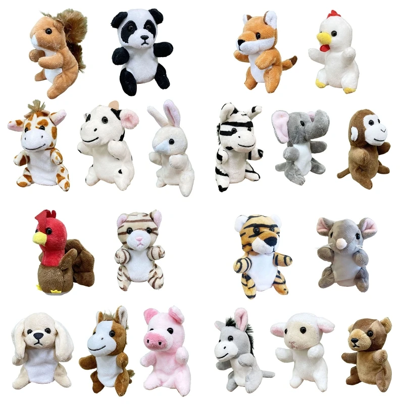 5PCS ตุ๊กตาหุ่นนิ้วการ์ตูนสัตว์หุ่นนิ้วมือสำหรับเด็กวัยหัดเดินกิจกรรมการเล่าเรื่องและการเดินทางสนุกหมั้น 15UB