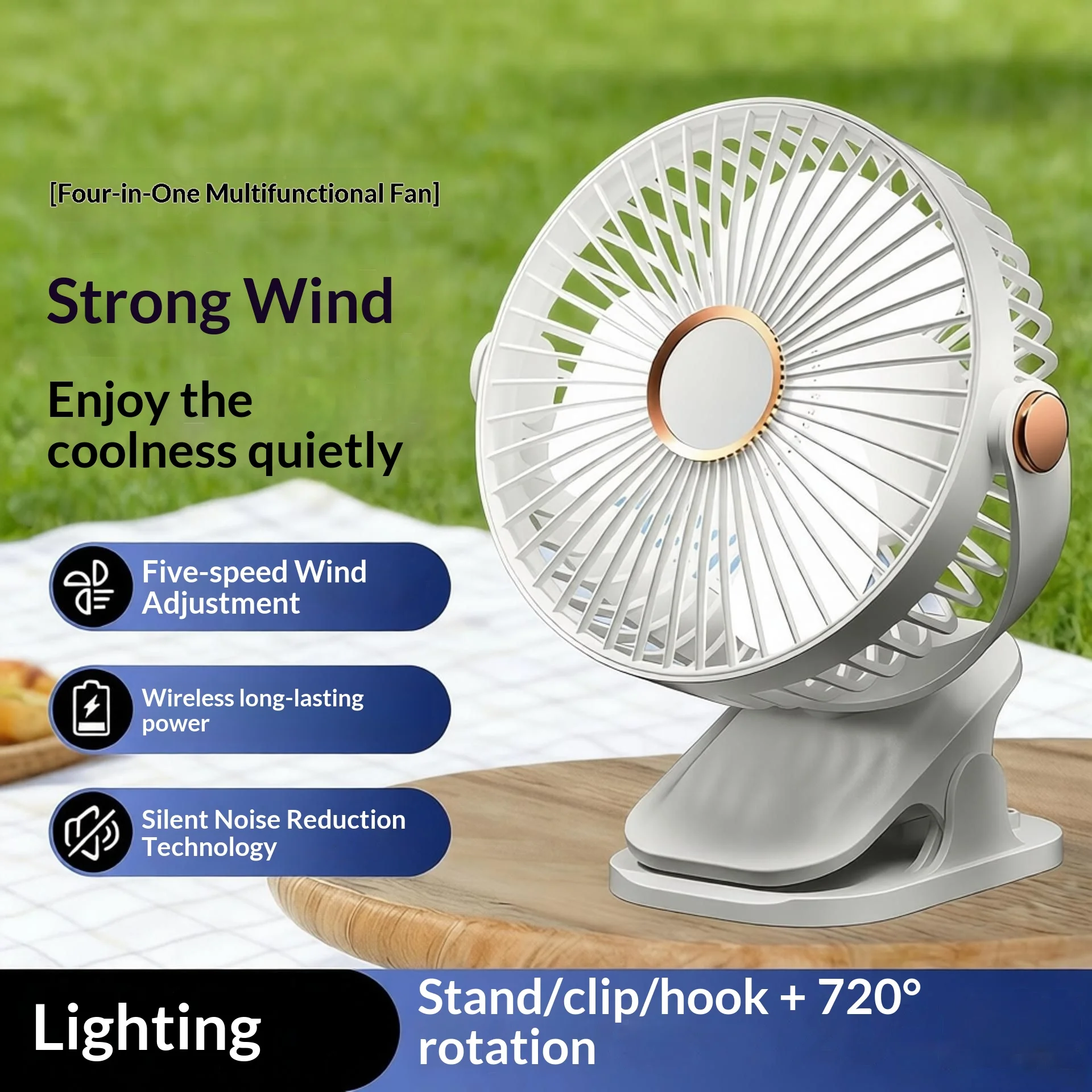 

Cute Baby Stroller Fan Rechargeable Portable Clip On Fan 3 Speeds Desktop Night Light Small Electric Fan for Outdoor Travel Kids