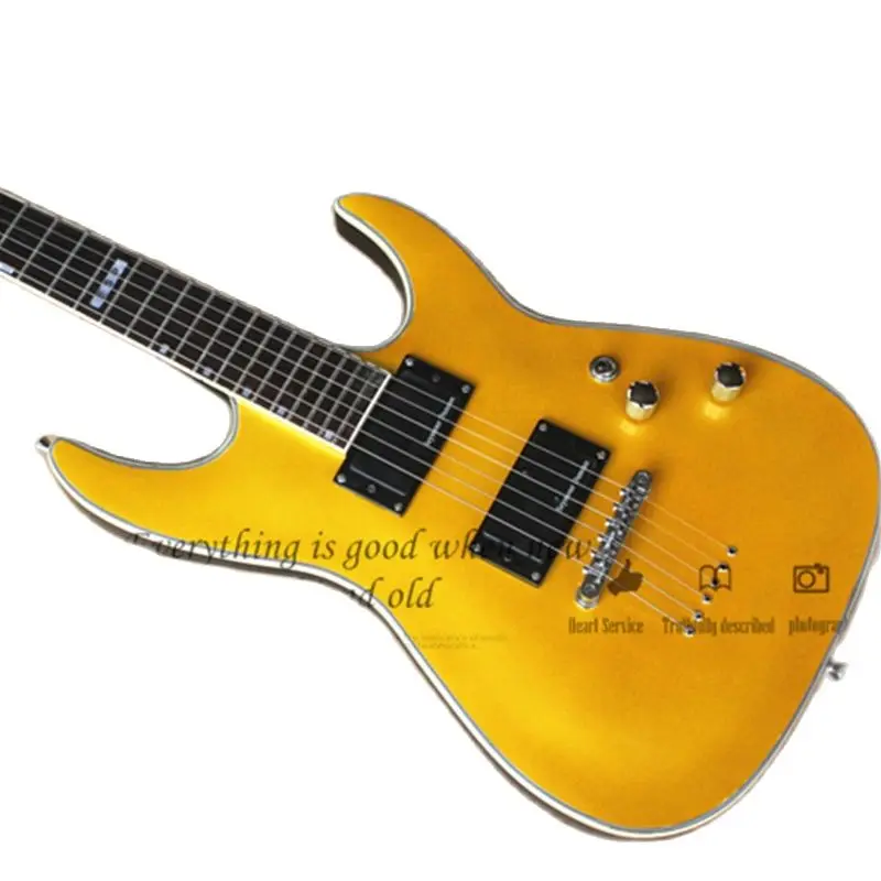 Gold Electric Guitar Epi Guitar Mahogany Body Rosewood Fingerboard White Binding 22 Frets Maple Neck Strings Through Body